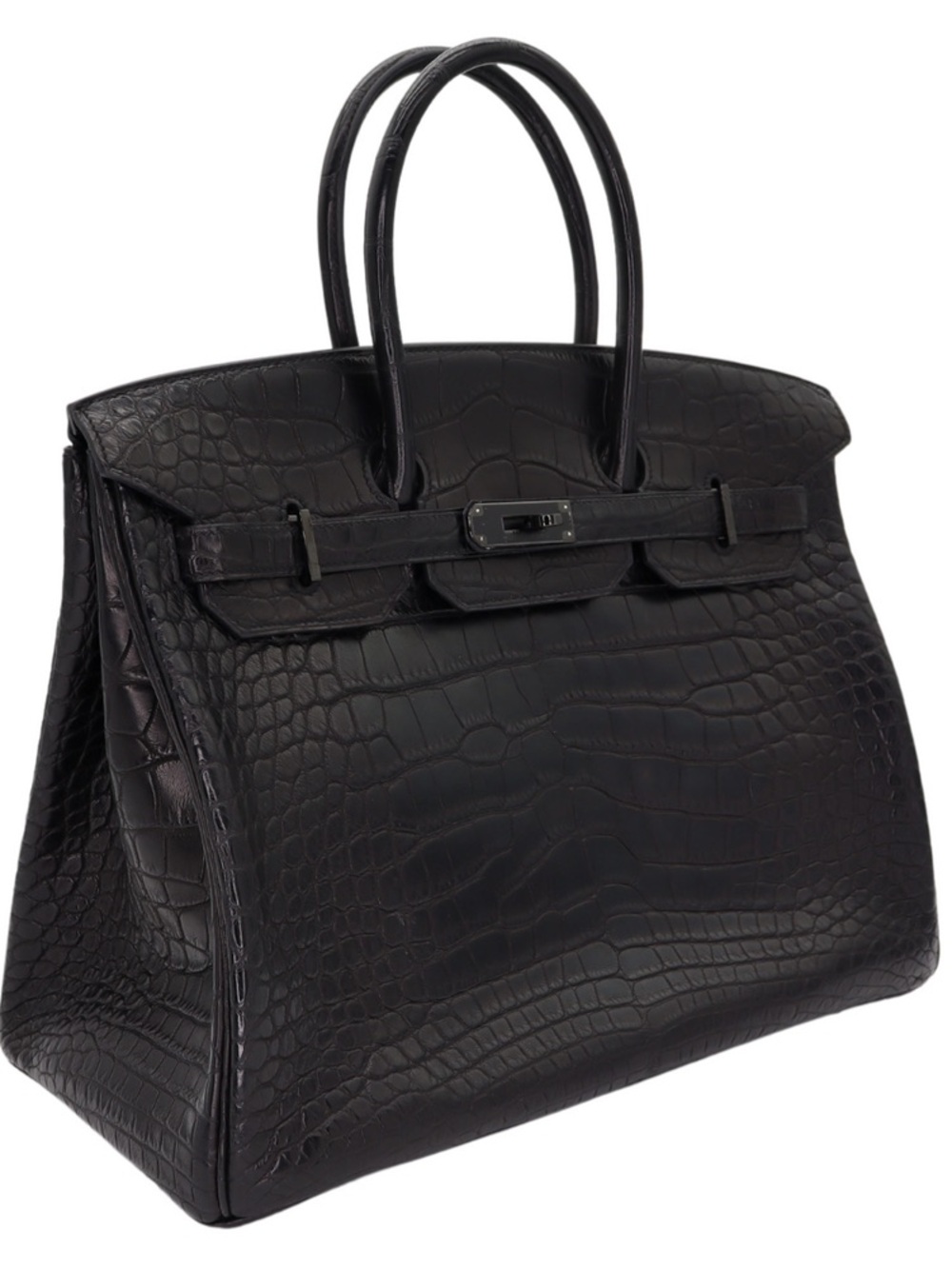 H 35CM BIRKIN SO BLACK MATTE EMBOSSED CROCODILE ALLIGATOR PVD
